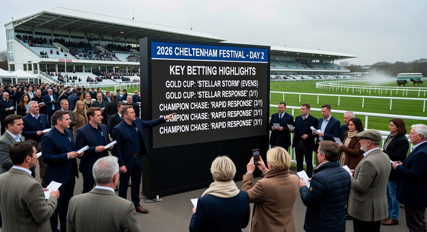 Horses navigating the challenging fences of the Brown Advisory Novices’ Chase at Cheltenham, highlighting the course's unique demands
