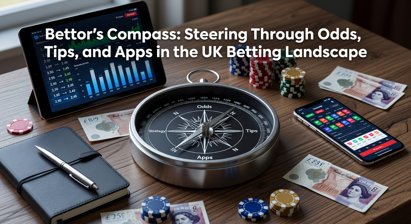 Graphic of a compass overlaid on betting odds charts, symbolizing navigation in the UK betting world