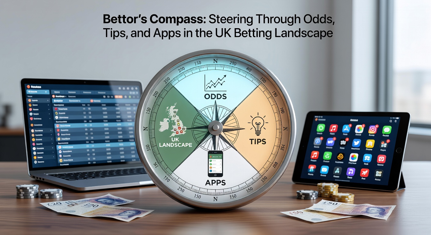 Mobile betting app interface showing live odds, tips, and compass navigation elements on a smartphone screen