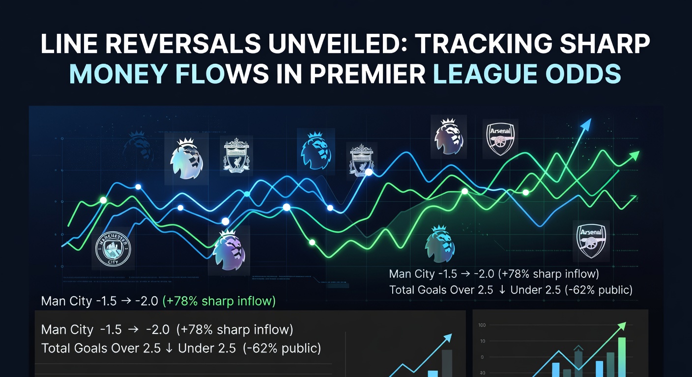 Graph showing Premier League odds line reversal from -150 to +120 on the underdog due to sharp money influx