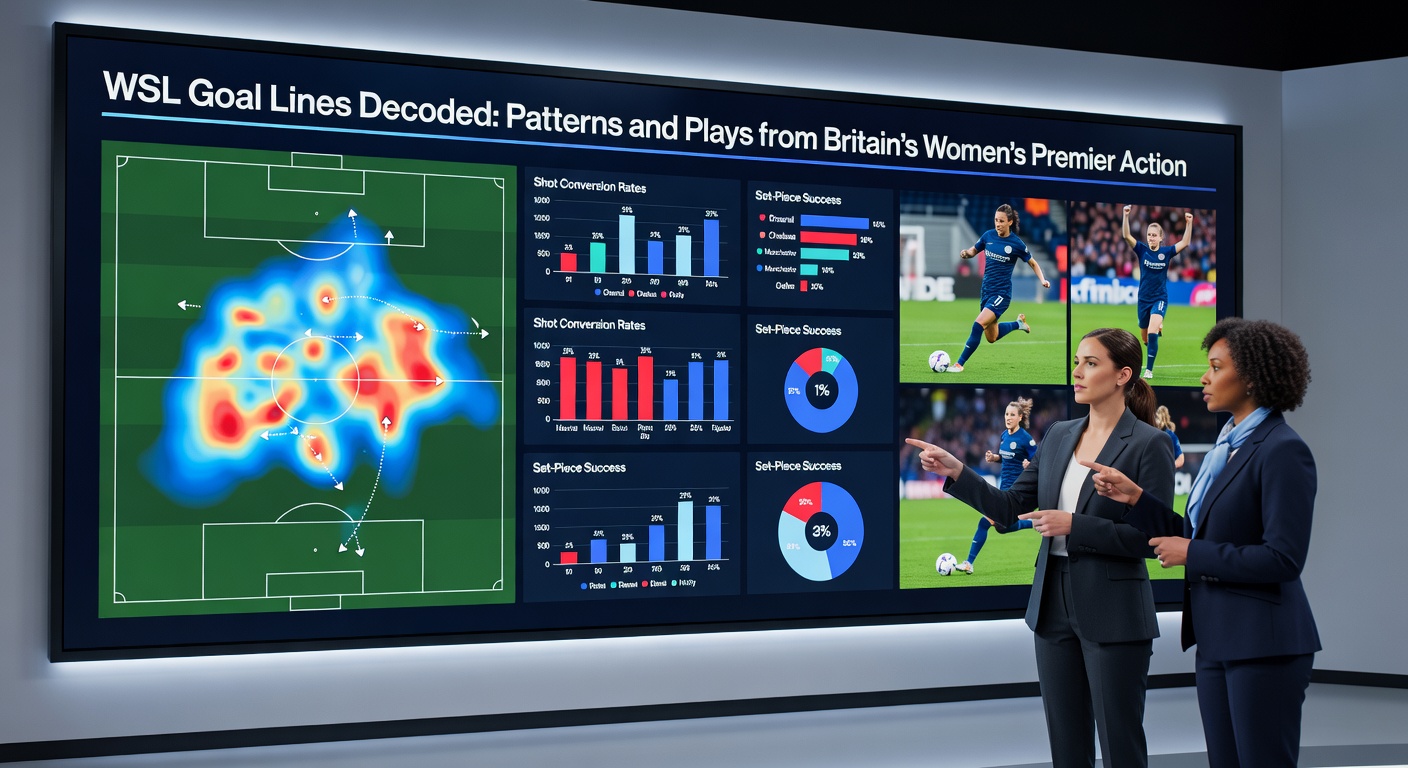 Close-up of a WSL goal line graphic overlay on a stadium scoreboard, displaying over/under odds during live play
