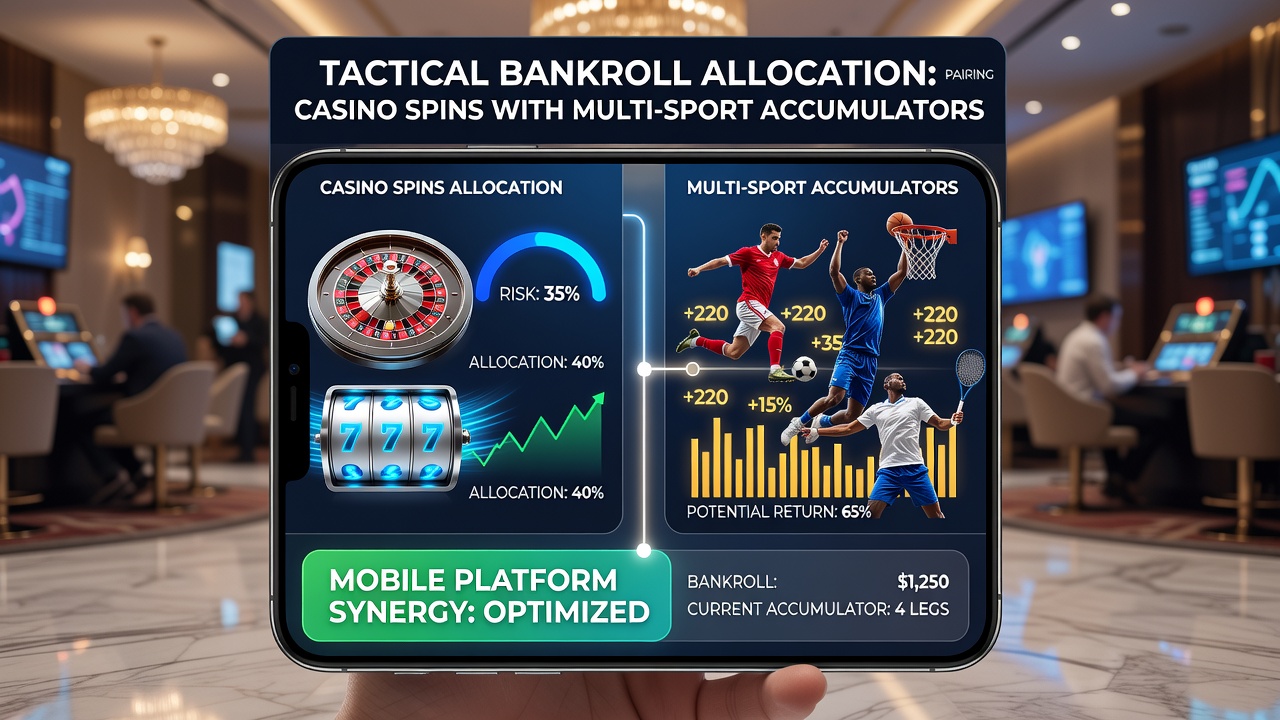 Close-up of smartphone screen showing separate bankroll meters for casino and accumulator activities