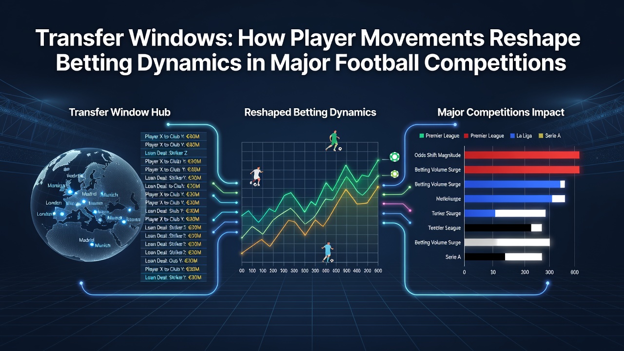 Analysts reviewing football transfer data and live betting odds on multiple screens